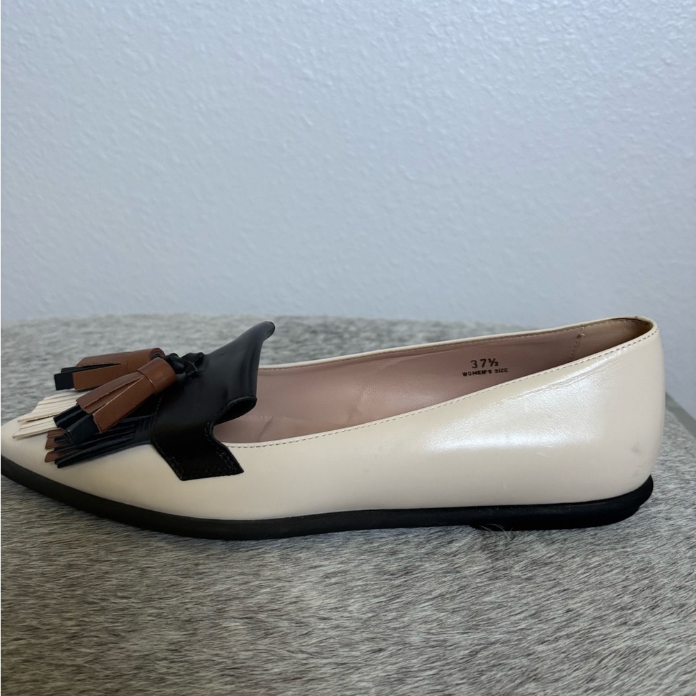 TOD'S Two-Tone Cream, Black & Brown Tassel Loafers - Picture 3 of 3